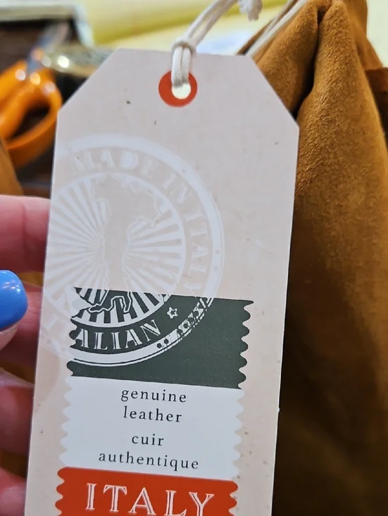 NWT Divina Firenza Caramel Italian Suede Fringe Shoulder Bag Made In Italy - Picture 8 of 11